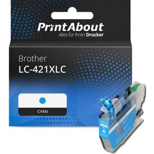 PrintAbout huismerk Inktcartridge LC-421XLC Cyaan Hoge capaciteit geschikt voor Brother