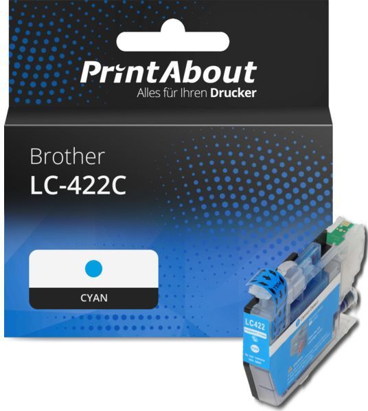 PrintAbout huismerk Inktcartridge LC-422C Cyaan Geschikt voor Brother