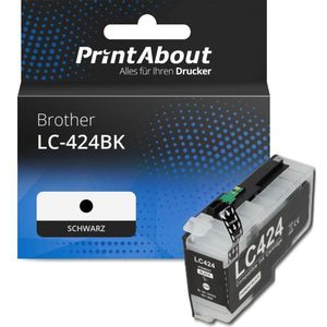 PrintAbout - LC-424BK - Inktcartridge - Zwart - Geschikt voor Brother