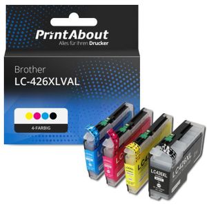 PrintAbout huismerk Inktcartridge LC-426XLVAL 4-kleuren Multipack Hoge capaciteit geschikt voor Brother