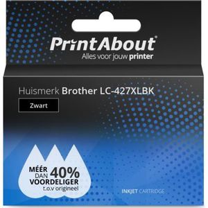 PrintAbout  Inktcartridge LC-427XLBK Zwart Hoge capaciteit geschikt voor Brother