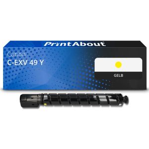 PrintAbout - C-EXV 49 Y - Toner - Geel - Geschikt voor Canon