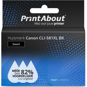 PrintAbout  Inktcartridge CLI-581XL BK Zwart Hoge capaciteit geschikt voor Canon