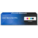 PrintAbout - C067 BK/C/M/YPA - Toner - 4-kleuren Multipack - Geschikt voor Canon