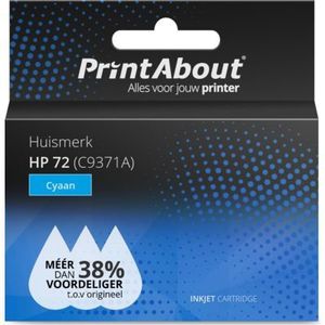 PrintAbout  Inktcartridge 72 (C9371A) Cyaan geschikt voor HP