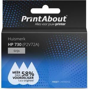 PrintAbout  Inktcartridge 730 (P2V72A) Grijs Hoge capaciteit geschikt voor HP