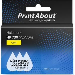 PrintAbout  Inktcartridge 730 (P2V70A) Geel Hoge capaciteit geschikt voor HP