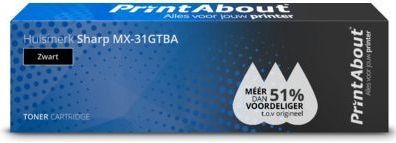 PrintAbout - MX-31GTBA - Toner - Zwart - Geschikt voor Sharp