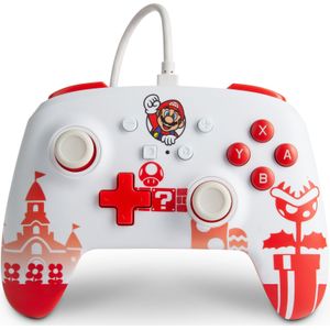 PowerA Controller voor Nintendo Switch (bedraad, Mario Rood/Wit, officieel gelicentieerd) (Nintendo), Controller, Wit