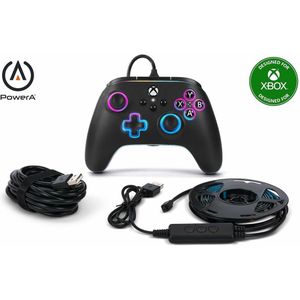 Manette filaire PowerA Advantage pour Xbox Series X|S avec bande LED Lumectra + RVB - Noire