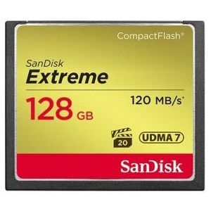 SanDisk Extreme CompactFlash-Geheugenkaart 128 GB Overdrachtssnelheden Tot 120 MBs Lezen En 85 MBs Schrijven, VPG-20 Voor Full HD Videos, Voor DSLR's Uit Het Midden- En Topsegment