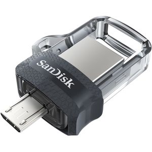 SanDisk Ultra Dual Drive M3.0 Flashdrive Voor Android-Smartphones 256 GB (USB M3.0, Intrekbaar Ontwerp, 130 MB/s Overdrachtssnelheden)