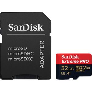 SanDisk Extreme PRO 32 GB MicroSDHC UHS‐I‐Kaart Met SD-Adapter (A1 App Performance, 2 Jaar RescuePRO Deluxe Software, Leessnelheden Tot 100 MB/s, Class 10, UHS-I, U3, V30, 30 Jaar Garantie) Zwart