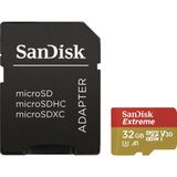 SanDisk Extreme 32 GB microSDHC Memory Card + SD Adapter with A1 App Performance + Rescue Pro Deluxe, Up to 100 MB/s, Class 10, UHS-I, U3, V30, Red/Gold