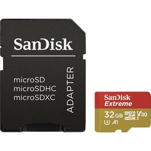 SanDisk Extreme Micro SDHC 32GB - A1 V30 U3 - Inclusief Adapter