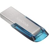 SanDisk Ultra Flair USB 3.0 Flash Drive 128 GB (Robuuste En Stijlvolle Metalen Behuizing, Wachtwoordbeveiliging, 150 MB/s Lezen) Blauw
