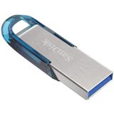 SanDisk Ultra Flair USB 3.0 Flash Drive 128 GB (Robuuste En Stijlvolle Metalen Behuizing, Wachtwoordbeveiliging, 150 MB/s Lezen) Blauw