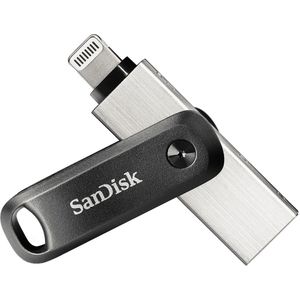 SanDisk iXpand Flash Drive Go USB-stick smartphone/tablet Zwart Zilver 64 GB USB 3 2 Gen 1 USB 3 0 Apple Lightning