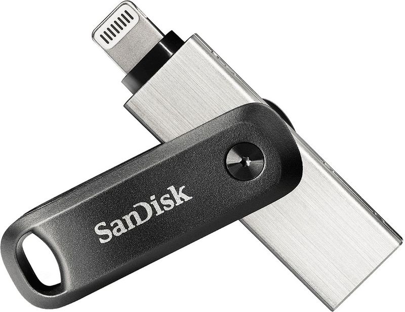 SanDisk iXpand Go USB-stick, 64 GB, 2-in-1, met Lightning-aansluiting en USB 3.0-aansluiting voor iPhone/iPad en PC en Mac