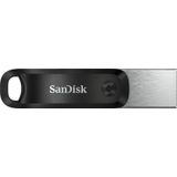 SanDisk iXpand Go Flash-Laufwerk iPhone Speicher 128 GB (iPad kompatibel, automatisches Backup, Schlüsselanhänger-Funktion, USB 3.0, iXpand App), Schwarz