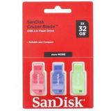 SanDisk Pendrive - USB 2.0 - 32GB - 3 Stuks - Blauw Roze Groen