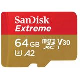 SanDisk Extreme MicroSDXC 64GB - U3 V30 A2 - 160MB/s - Met Adapter