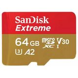 SanDisk Extreme MicroSDXC 64GB - U3 V30 A2 - 160MB/s - Met Adapter