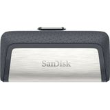 SanDisk SDDDC3-128G-G46, Ultra go dubbele poort usb flash drive voor usb type-C apparaten, 128 GB, zwart