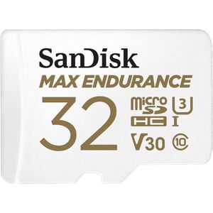 SanDisk Max End micro-SDHC-kaart 32 GB + SD-adapter – voor thuisvideo of dashcam – 15.000 uur opname