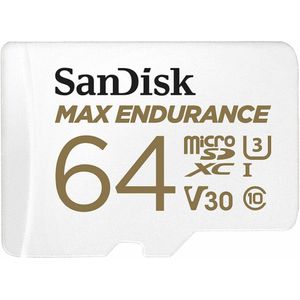 SanDisk Max Endurance 64 GB microSDHC-kaart SD-adapter - voor thuis- of dashcam-videobewaking - 30.000 uur opnametijd