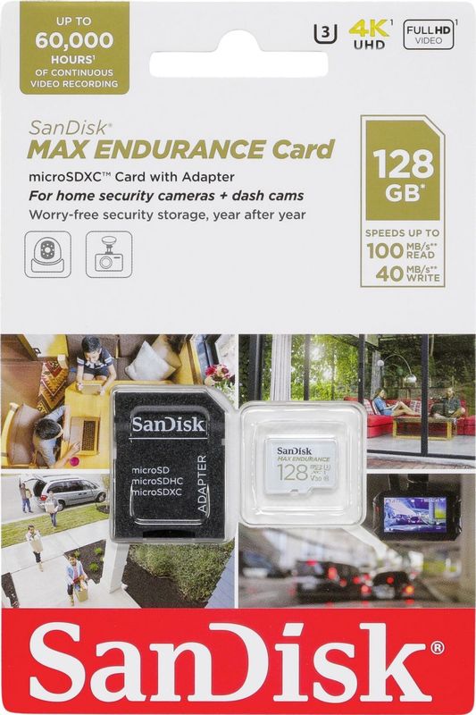 SanDisk Max Endurance microSDXC 128GB - UHS-I - Klasse 10 - Wit