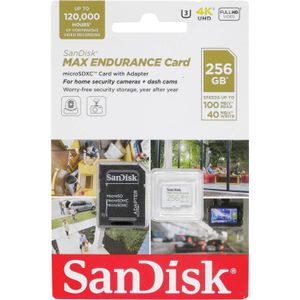 SanDisk MAX ENDURANCE MicroSDXC - 256GB - Klasse 10 - Wit