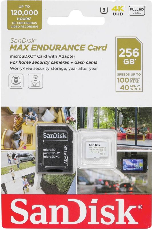 SanDisk MAX ENDURANCE MicroSDXC - 256GB - Klasse 10 - Wit