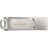 SanDisk Ultra Dual Drive Luxe USB Type-C-Flashdrive 128 GB (USB 3.2 Gen 1, Leessnelheden Tot 400 MB/s, Wachtwoordbeveiliging, Automatische Back-Up) Zilver