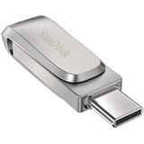 SanDisk SDDDC4-256G-G46, ultra luxe 256 gb USB type-C dual poort flashdrive, zilver