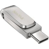 SanDisk SDDDC4-256G-G46, ultra luxe 256 gb USB type-C dual poort flashdrive, zilver