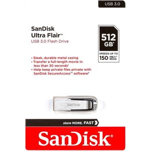 SanDisk - Cruzer Ultra Flair - USB-stick - Zilver - 512 GB - USB 3.0