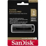 SanDisk Extreme PRO USB 3.2 Solid State-Flashdrive 1 TB (Draagbare En Betrouwbare, Leessnelheden Tot 420 MB/s, Behuizing Van Aluminium, Versleutelingssoftware) Zwart