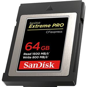 SanDisk SDCFE-064G-GN4NN, Extreme PRO CFexpress Compactflash kaart type B, 64 GB, tot 1.700 MB/s, 4 K RAW, zwart