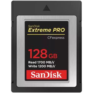 SanDisk Extreme Pro Cfexpress-Kaart Type B 128 GB (Leessnelheden Tot 1700 MB/s, 4K-Video, Achterwaarts Compatibel Met Bepaalde XQD-Cameras, RescuePRO Deluxe-Software)