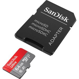 Sandisk MicroSD Ultra A1 geheugenkaart class 10 inclusief adapter - 64GB