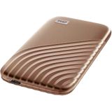 WD My Passport SSD 1 TB mobiele SSD-opslag (NVMe-technologie, tot 1050 MB/s lezen en 1000 MB/ schrijven, USB 3.2 Gen 2, 5 jaar beperkte garantie) Goud - werkt met PC, Xbox en Playstation