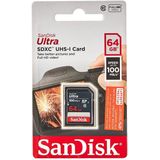 SanDisk Ultra 64GB SDXC Memory Card, up to 100MB/s, Class 10, Black/Grey