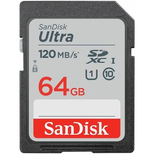 SanDisk Ultra 64 GB SDXC geheugenkaart, tot 100 MB/s, klasse 10, zwart/grijs