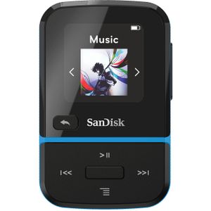 SanDisk Clip Sport Go MP3-speler 32 GB Blauw Met bevestigingsclip, FM-radio, Spraakopname