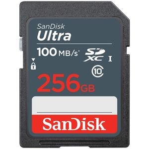 SanDisk Ultra 256GB SDXC Memory Card, up to 100MB/s, Class 10, Black/Grey