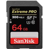 SanDisk Extreme PRO SDHC UHS-II-Kaart 64 GB (RescuePRO Deluxe Software, Leessnelheden Tot 300 MB/s, 4K, Class 10, UHS-II, U3, V90, 30 jaar garantie)