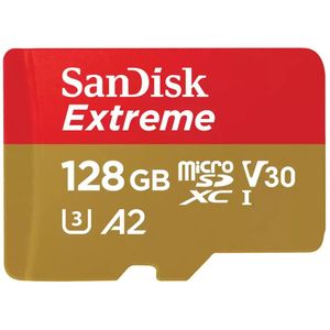 SanDisk Extreme MicroSD-Kaart Voor Mobiele Gaming 128 GB (Voor Smartphones En Tablets, A1, V30, Tot 190 MB/s Leessnelheid, Voor AAA/3D/VR-Gamegraphics En 4K UHD-Video’s)