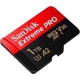 SanDisk 1 TB Extreme PRO microSDXC kaart + RescuePro Deluxe tot 200 MB/s met A2 UHS-I Class 10 U3 V30 toepassingsprestaties