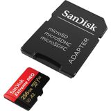 SanDisk 256 GB Extreme Pro microSDXC-kaart + SD-adapter + RescuePRO Deluxe, tot 200 MB/s, met A2 App Performance, UHS-I, klasse 10, U3, V30